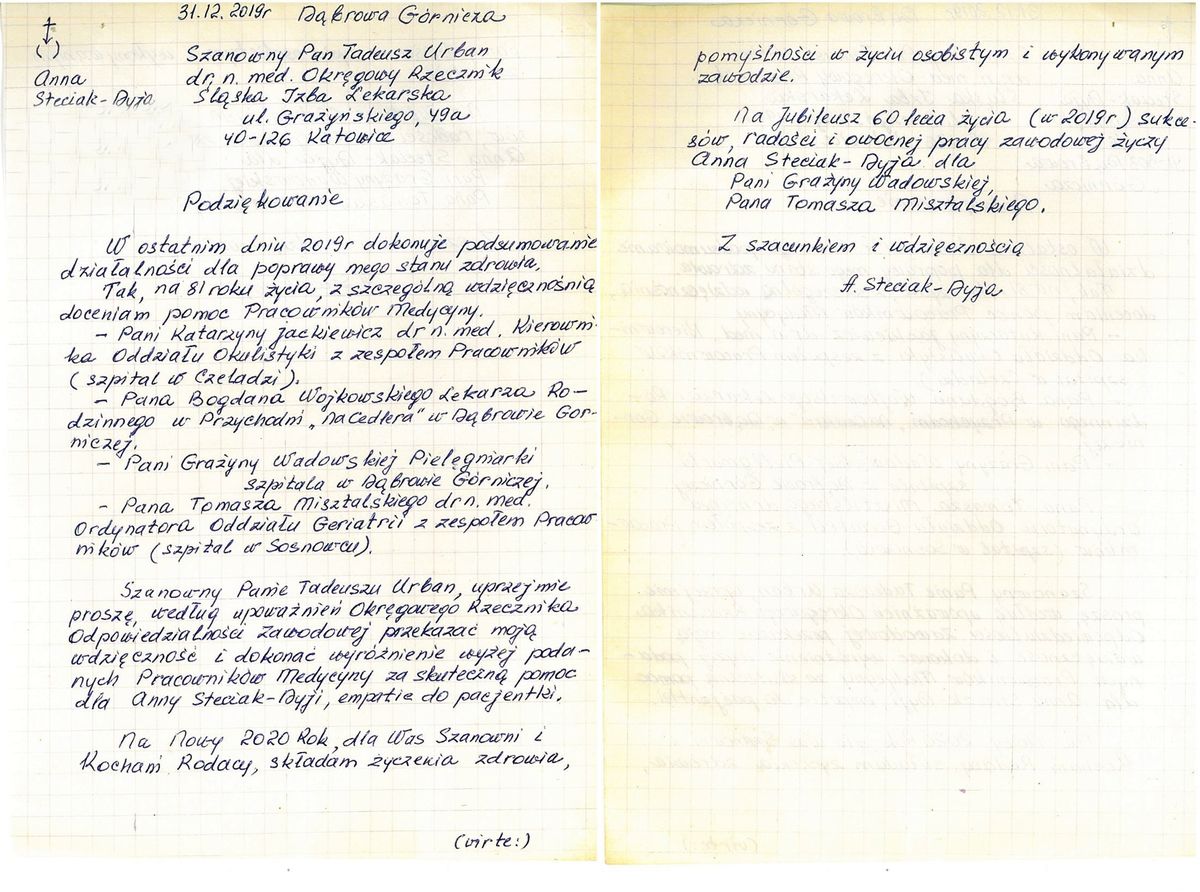 list z podziekowaniem