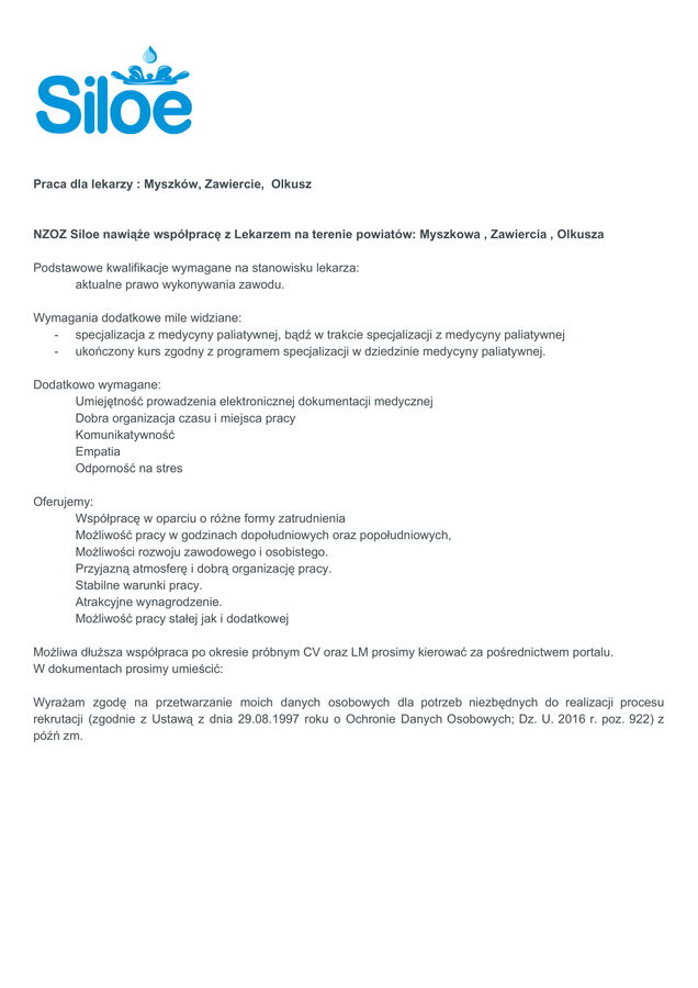 nzoz siloe nawiaze wspolprace z lekarzem na terenie myszkowa zawiercia 1 1